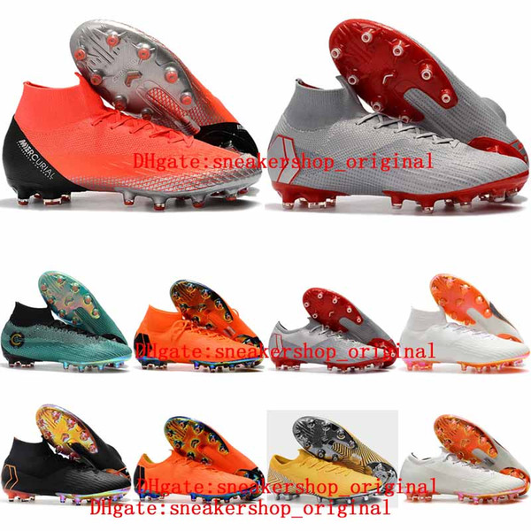 2019 mens soccer shoes Mercurial VII Elite CR7 Ronaldo AG soccer cleats Mercurial Superfly VI 360 outdoor football boots botas de futbol