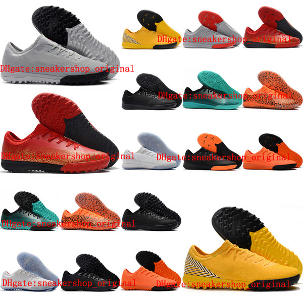 2018 mens soccer cleats Mercurial VaporX VII Pro TF IC indoor soccer shoes turf football boots cristiano ronaldo Mercurial superfly blackout