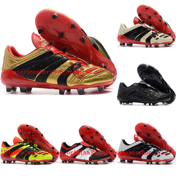 2018 mens soccer cleats Predator Accelerator Electricity Fg soccer shoes Predator 18 football boots Tacos de futbol top quality gold