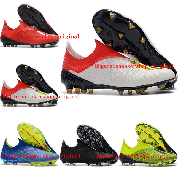 2018 mens soccer cleats Predator X 18+ Purespeed FG soccer shoes x 18 football boots high quality laceless scarpe calcio cheap