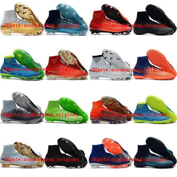 2018 mens soccer cleats Mercurial Superfly V CR7 FG indoor soccer shoes kids boys youth football boots neymar womens botas de futbol Hot
