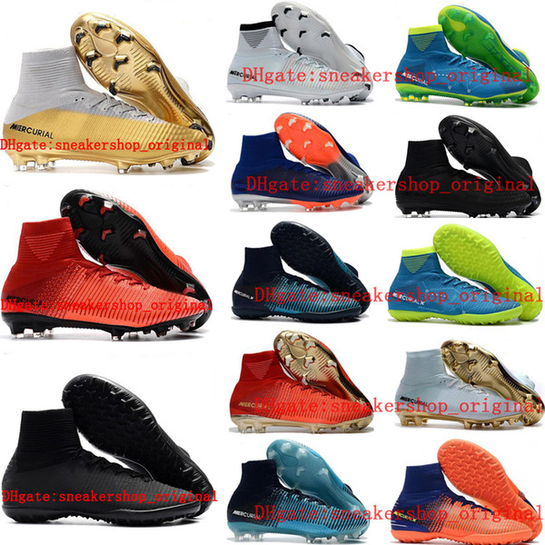 2018 boys soccer shoes Mercurial Superfly V SX Neymar Ronalro CR7 FG kids soccer cleats indoor football boots mens botas de futbol youth tf