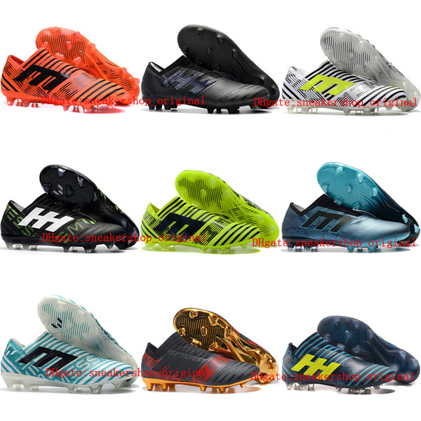 2018 original soccer cleats Nemeziz 17 360 Agility FG mens soccer shoes cheap leather football boots low top scarpe da calcio Blackout Hot