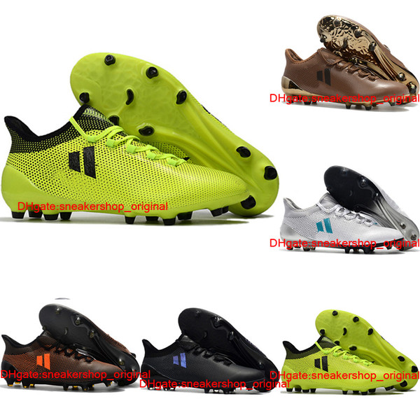 2018 x 17.1 FG new cleats boots football shoes botas de futbol mens soccer cleats x17 soccer boots 17 low ankle chuteira kids Green Grey