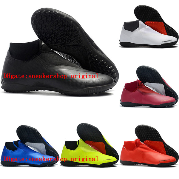 2018 cheap mens soccer cleats Phantom Vision Elite DF TF indoor soccer shoes Crampons de football boots chuteiras de futebol black