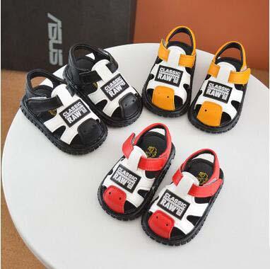 Top Quality Baby Soft PU Sandals Baby Leather Shoes Make Sounds Toddler Shoes Cover Toe Sandals Summer Antislip Breathable Sandals