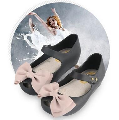 Hot Sale Melissa Girls PVC Sandals Kids Jellies Princess Sandals Bow Shoes Waterproof Soft Comfortable Cheap Sandals Rain Boot Shoes Online