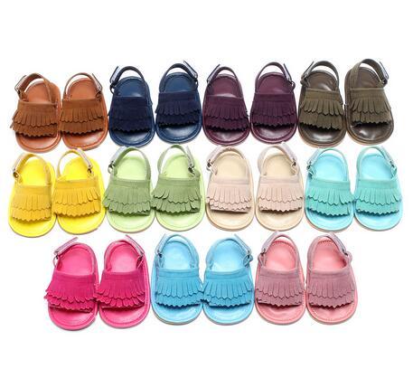 Hot Sale Baby PU Tassel Sandals Baby First Walkers Sandals Soft High Quality Non-slip Toddler Shoes Summer Clogs Shoes Free Shipping