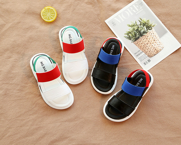 2019 new summer leisure beach shoes girl's non-slip soft soles shoes fashion Korean version versatile baby elastic sandals