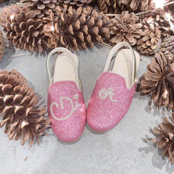 Girls Princess Sandals Flash Diamond Metal Kids Shoes Little Girl flat Heels Dance Performance Crystal Sequins Sandals