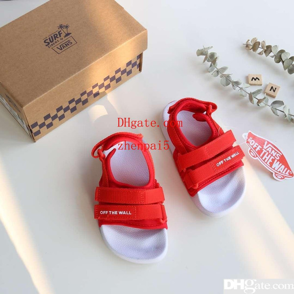 Fashion kid sandal for boy child summer deisgner slippers shoes red baby barefoot sandal send with box