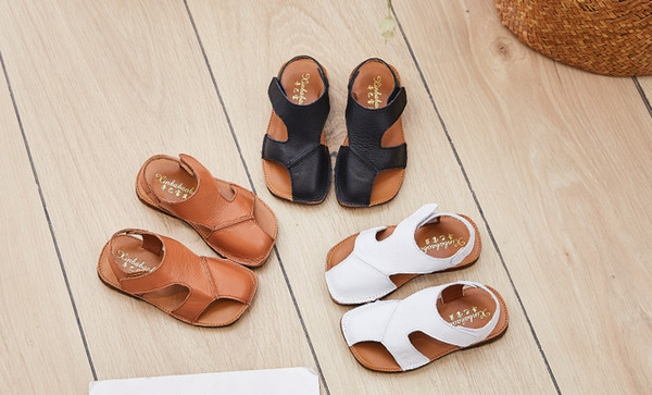 2018 summer Korean girls baby sandals Baotou soft bottom children's leather casual beach shoes boys shoes