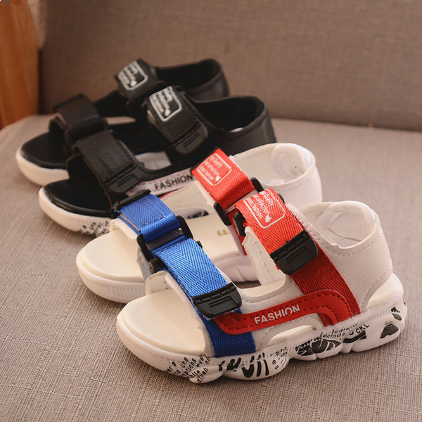 New Arrival Summer Children Shoes Beach Sandals for Boys Girls Fashion Casual Toddler Kids Sandal Adjustable Skidproof White Black