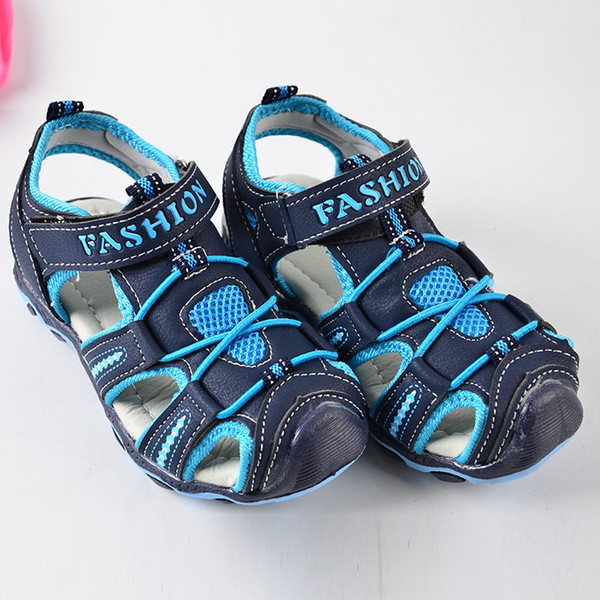 Summer Children's leather Sandals Boys Beach Sandals Close Toe Shoes Children's Casual Shoes Hook and Loop Slippers