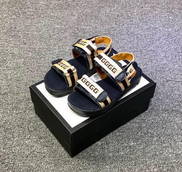 New Kids Designer Sandals Fashion Boys Girls Slides High Quality Toddler Striped Baby Shoes With Box Size 26-35
