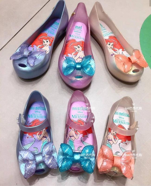 BIG Girls 2020 New Mini Melissa Mermaid Jelly Shoes Kids Beach Sandals Children Princess Candy Non-slip Melissa Sandals SH19115