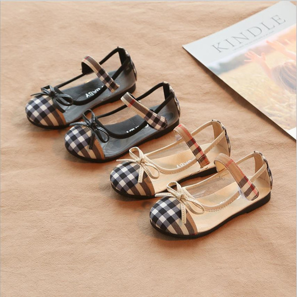 2019 summer new sandals children's shoes authentic non-slip summer baotou bow plaid leisure