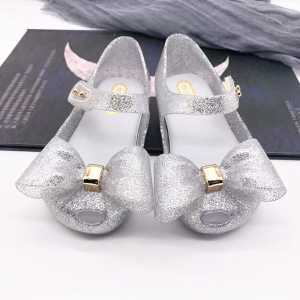 Mini Melissa 2019 Summer Baby Girl Sandals Bowtie Children Shoes PVC Leather Small Kids Sandals Princess Girls Shoe Y200103