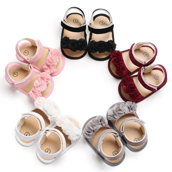 Toddler baby girl sandals summer sweet elegant flower pink grey Princess Shoes sandals kids sandals for girls