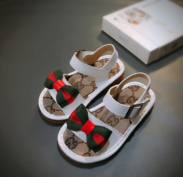 2019 lovely Luxury Shoes Sandals Bow stripe Girls Sandals Summer Children's Gifts Free Shipping 448