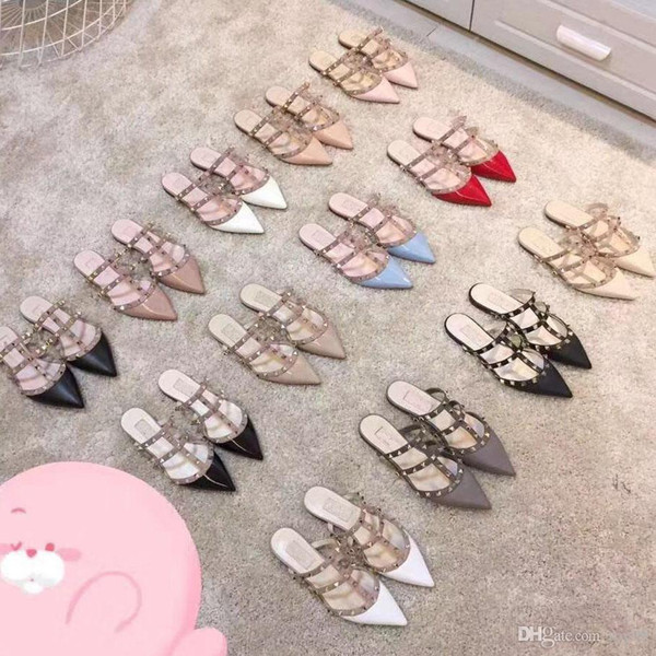 Woman Slippers Sandals Flat shoe Real leather Slides Best Quality Slippers Sandals Huaraches Loafers Scuffs For Woman Eu:35-42 HL1403 5-13