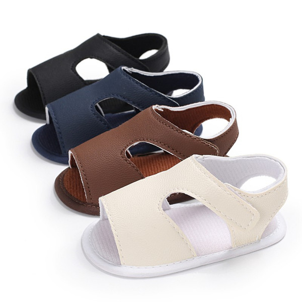 Stylish Baby Boys Girls Sandals Toddler Solid Color Slip-On Shoes Summer Baby PU Leather Sandals 0-18Months