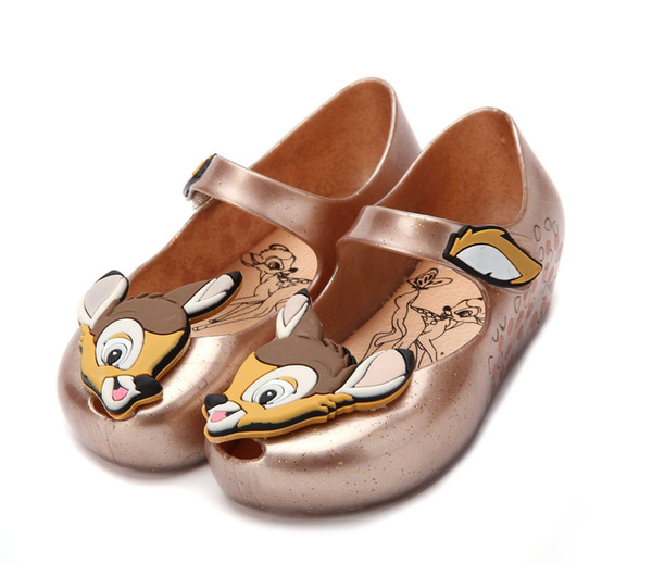 lovely girl melissa sandals shoes cartoon animal deer style candy shoes for 1-5years girls kids children fashion princess shoes