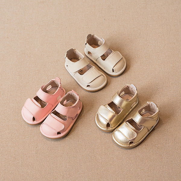 2019 New Baby Shoes Genuine Leather Baby Girls Sandals Cowhide Non-slip Hard Bottom Newborn Sandals