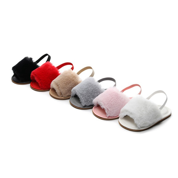 0-24M Elastic band Rubber Multi-color Fashion Infant Baby Shoes Flat Breathable Plush Sandals Toddler Soft Soled Walkers A+