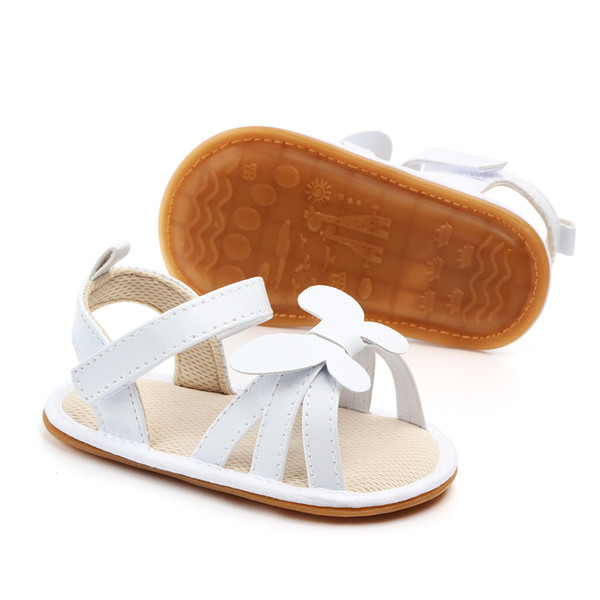 New Cute Newborn Infant Baby Girls Bowknot Princess Shoes Toddler Summer Sandals PU LeatherNon-slip Rubber ShoesSize 0-18M