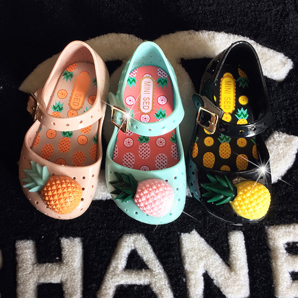 3 color jelly MINI FURADINHA ineapple fruit summer children's shoes mini minised Jelly Little Children Toddler Kids Size
