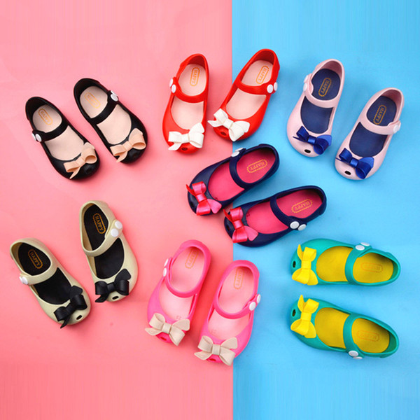 7 Color Baby girl jelly shoes Summer new bow Korean version of the lovely princess shoes girl sandals B001