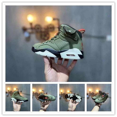 with Box 2019 kids Basketball Shoes Sneakers 6s platform Olive Suede for boy Running shoes