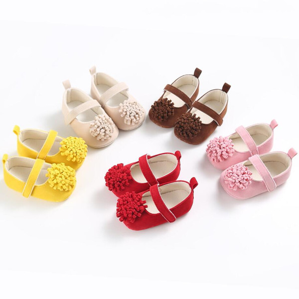 Newborn Baby Prewalker Soft Bottom Anti-slip Shoes Footwear Classic Princess Girl Crib Mary Jane Big Flower Shoes