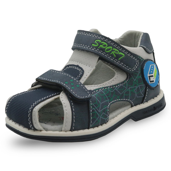 Apakowa Brand New 2018 Kids Shoes Pu Leather Toddler Boys Sandals Orthopedic Closed Toe Flat Children's Shoes for Boys Eur 21-26