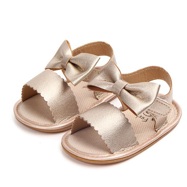 Summer Newborn Baby Girls Princess Bowknot PU Sandals Prewalker Soft Sole Anti Slip Sandals Shoes 0-18M
