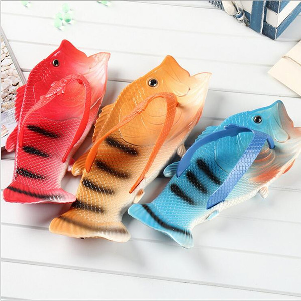 Fish slippers Handmade Kids Bass sandals Summer EVR Non-slip beach shoes Creative Fish Shaped Baboosh Personality Sandals Flip-Flops C567