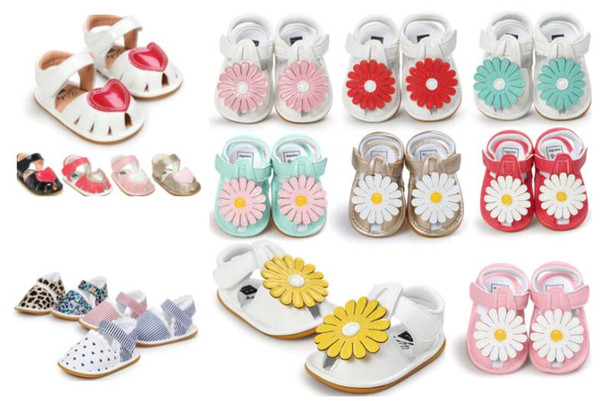 Hot sale rubber sole sunflower baby girl sandals Summer baby girl first walkers Prewalkers shoes Newborn shoes