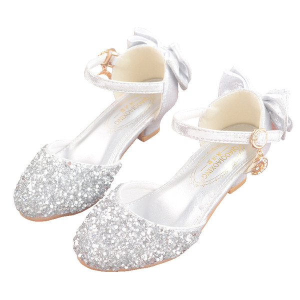 New Princess Girls Shoes Sandals For Kids Glitter bowtie low Heel Children Shoes Girls Party Enfant meisjes schoenen Free Shipping