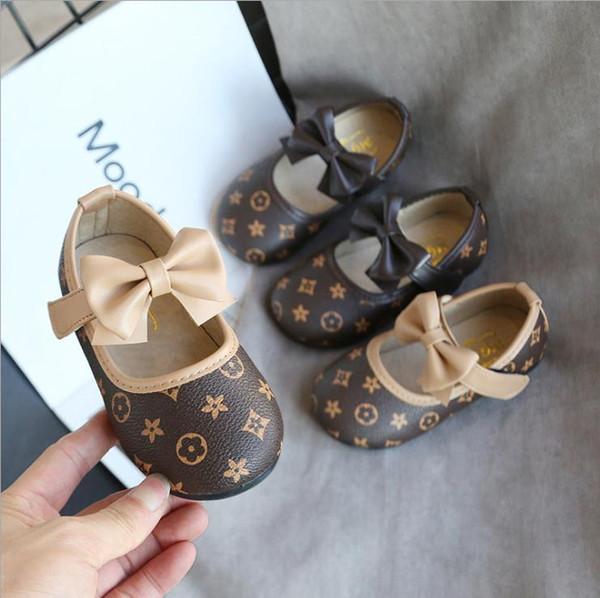 Children Casual Shoes Kid Baby Girls Single Soft Dance Solid slip on shoes Bowknot leather Princess Shoes
