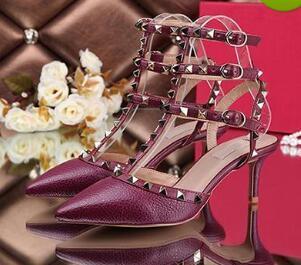 2020 women high heels Designer dress shoes party rivets girls sexy pointed toe shoes buckle platform pumps wedding shoes 12 diffincet color