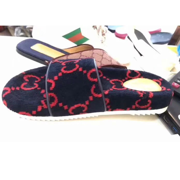 New Sandals stripes Sandals Denim Flat Slipprs Shoes Ladies Summer outdoor beach causal Flip Flops Genuine Leather Sole shioes011 01