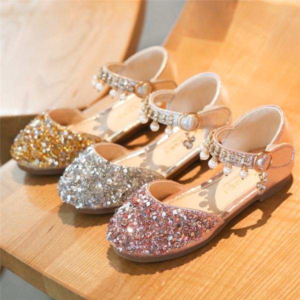 sandals girls shoes Toddler Kids Baby Girls Pearl Crystal Sequins Party Princess Shoes Sandals #3j24