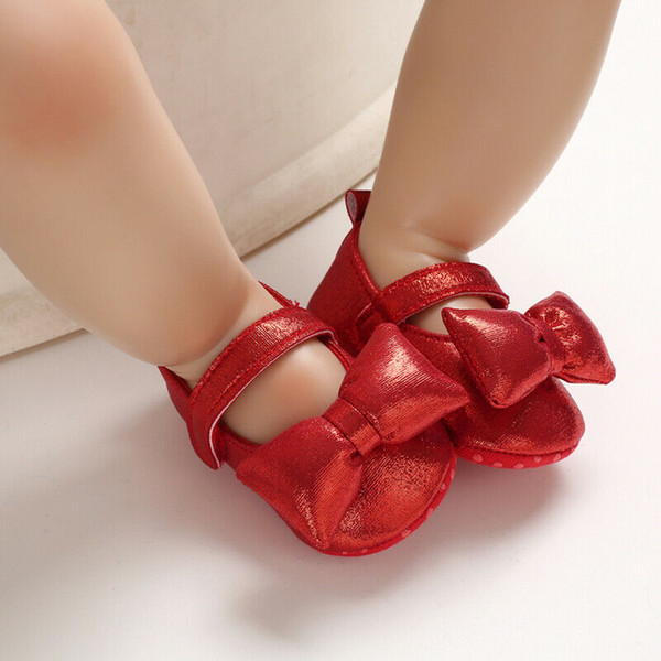 Infant Baby Girl Princess Soft Crib Shoes Leather Moccasins Anti-slip Prewalkers