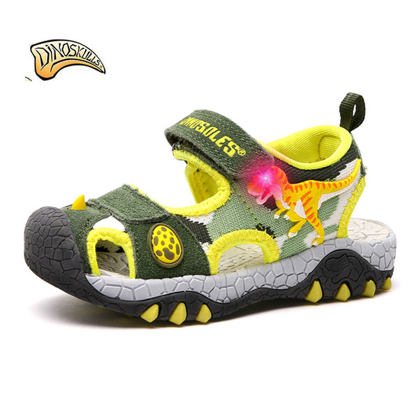 Dinoskulls 2019 Boys Sandals Children Sandal Kids Slides Shoes Dinosaur Kids Sandals Light Up Led Summer Shoes Beach