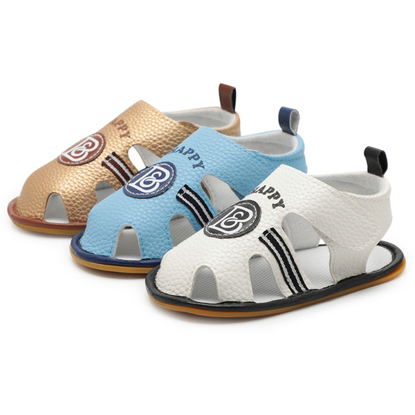 Infant Unisex Baby Girl Boy Sandals Toddler Flats Sandals Soft Anti-Slip Rubber Sole Colorful PU Summer Crib First Walker Shoes