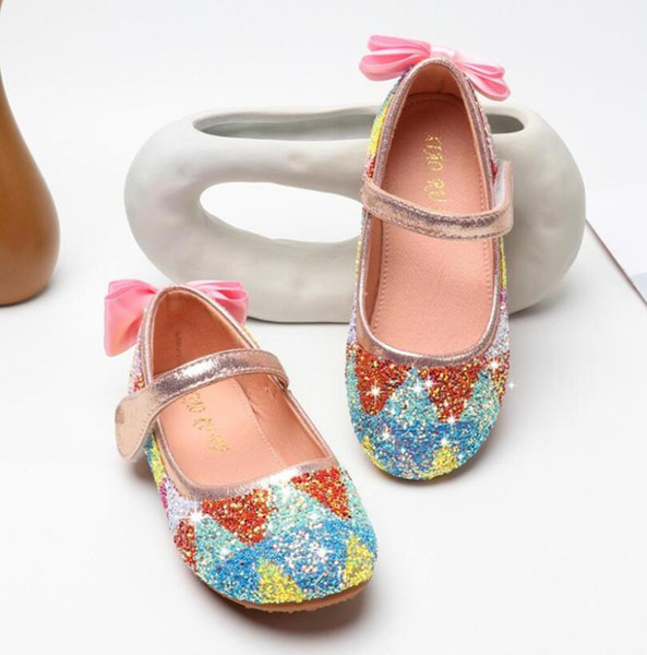 Kids Leather Shoes For Girls Candy Color Casual Sandals Princess Glitter Children Sandals Soft Kids Dance Performance Shoes
