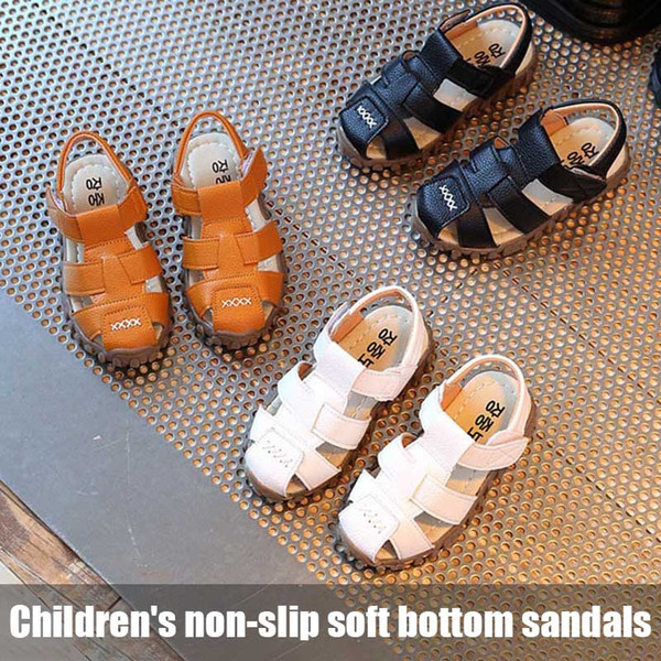 Kids Boy Closed Toe Soft Bottom Non-Slip Baotou Leather Sandals Beach Summer Fashion Sandals YH-17