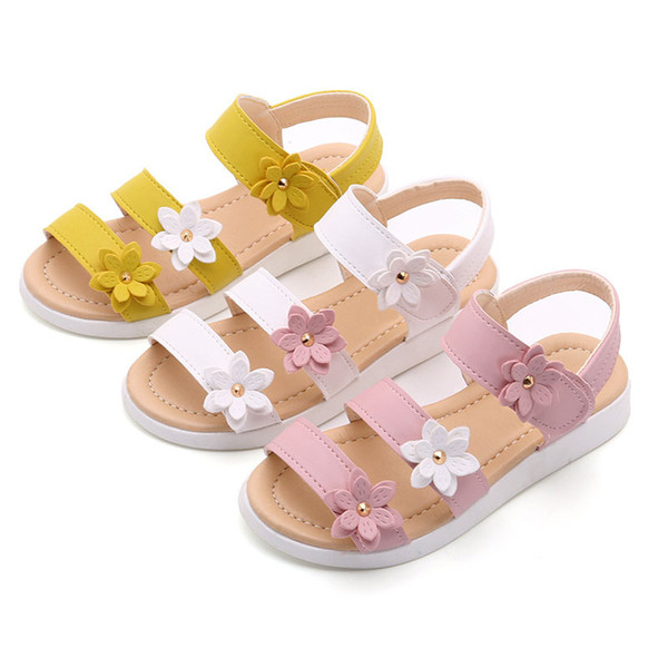 Summer Beach Baby Girl Flat Sandals Strappy Flowers Kids Toddler Shoes AN88