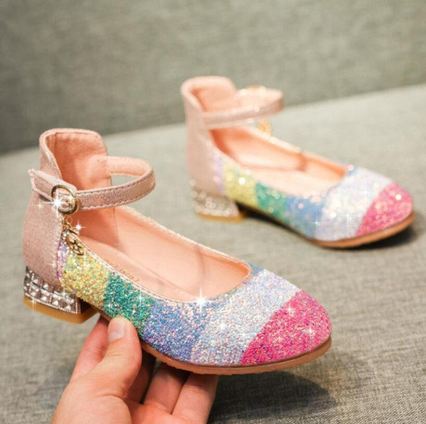 Children Sandals Princess Leather Shoes Girls Shoes for Kids Glitter Wedding Party sandalia infantil chaussure enfant